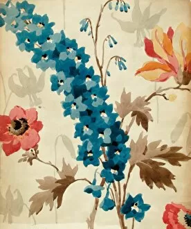 The Blue Collection: Design for printed textile with flowers