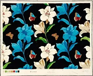 The Blue Collection: Design for Textile with blue and white flowers